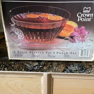 Anchor Hocking Crown Point Punch Bowl Set